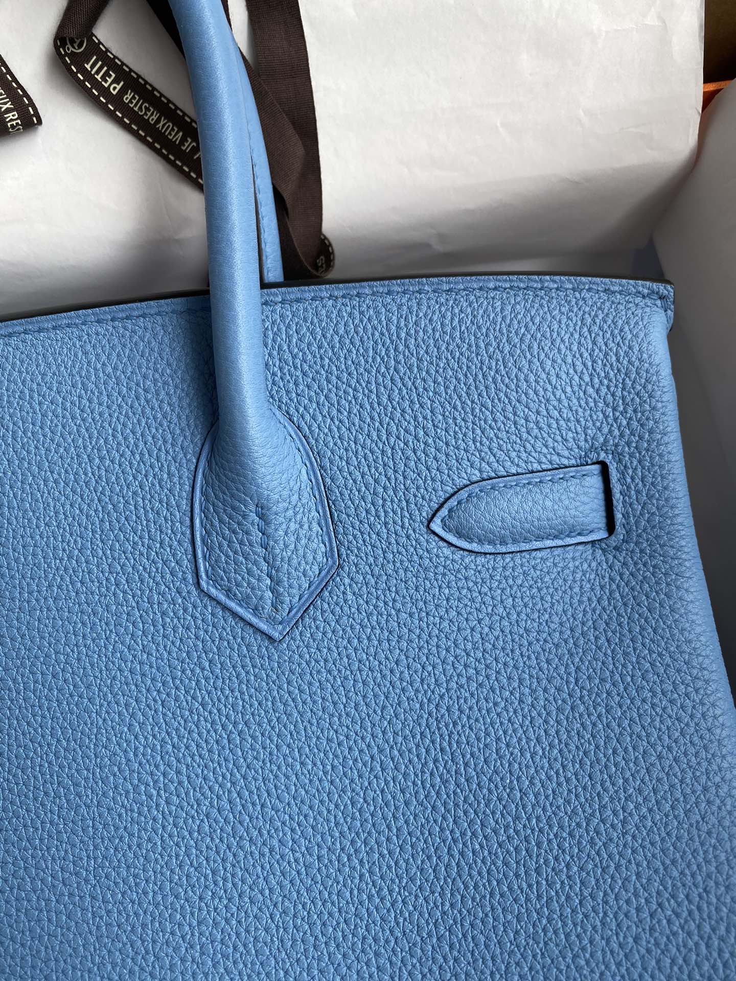 Hermes Birkin 30CM Togo Leather Handbag Blue Paradise